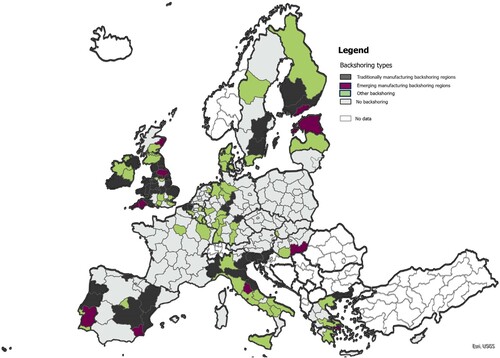Figure 3. Backshoring regions in Europe.Source: Authors’ elaboration.