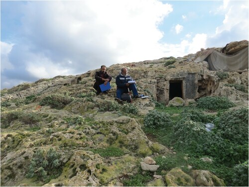 Figure 7. Rock-cut tombs at Phycus, many of which are used as storage facilities and domestic animal shelters (photo by the Cyrenaica Coastal Survey, CCS team, March 2021).