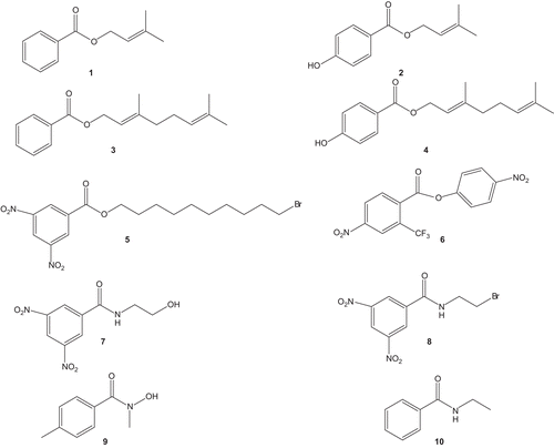 Figure 1.  Structures of compounds 1–10.