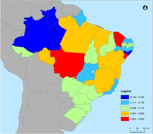 Figure 4. RDI change in Brazil, 2008–2014.Source: IBGE, RAIS and Ipeadata; authors’ calculations.