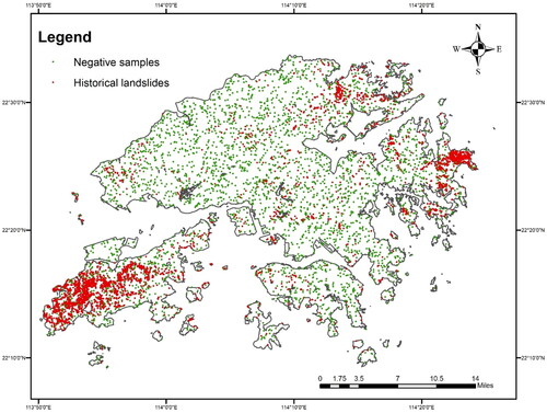 Figure 5. Historical landslides and negative samples.