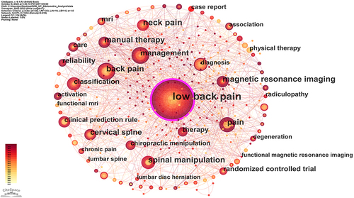 Figure 8 Map of keywords related to fMRI studies on manual therapy analgesia.