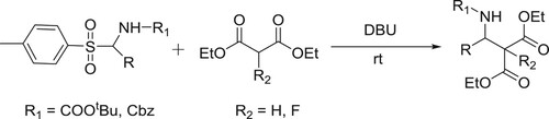 Scheme 45. Synthesis of β-amino esters/α–fluoro-β-amino esters.