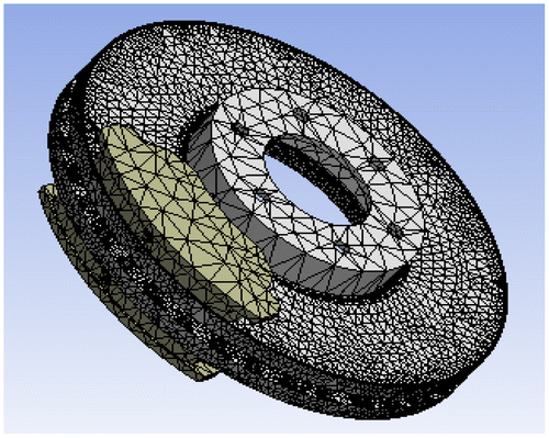 Figure 12. FE model of the disc and pads.