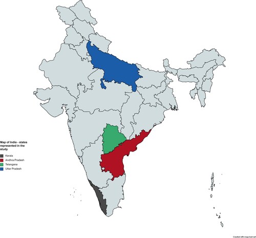 Figure 1. States represented in the study.