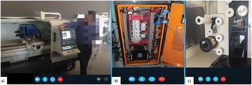 Figure 10. A) NC Controller, Maintenance Tasks in b) electrical components and in c) Mechanical Components.