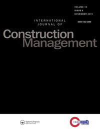 Cover image for International Journal of Construction Management, Volume 19, Issue 6, 2019