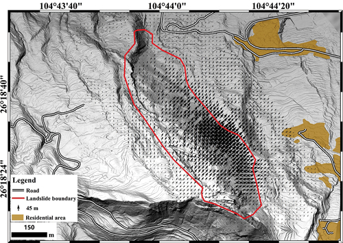 Figure 8. The horizontal deformation obtained by Sentinel-2 images based on optical offset-tracking method.