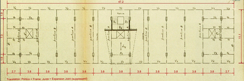 Figure 6. Plan of the ceiling of the ground floor (over an original drawing, dimensions in m).