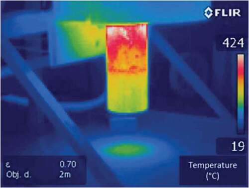 Figure 3. Thermal image of the bottom part of the furnace showing intensive temperature gradation.