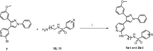 Scheme 2. Alternative pathway for synthesis of compounds 1a–i and 2a–i. Reagents and conditions: (i) pyridine, 110 °C, overnight.