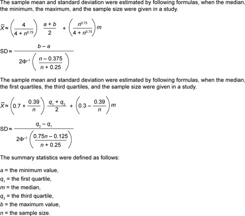 Figure 1 The relevant calculation formulas of SD and mean.