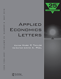 Cover image for Applied Economics Letters, Volume 25, Issue 8, 2018