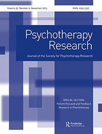 Cover image for Psychotherapy Research, Volume 25, Issue 6, 2015