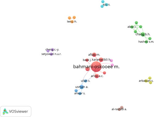 Figure 5. Network graph of literature on exchange rate volatility based on author keywords.