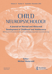 Cover image for Child Neuropsychology, Volume 21, Issue 6, 2015