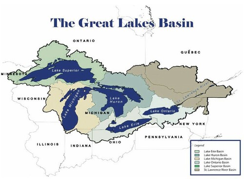 Figure 1. The Great Lakes Region of North America.Source: Ohio Department of Natural Resources (Citationn.d.).