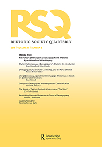 Cover image for Rhetoric Society Quarterly, Volume 49, Issue 3, 2019