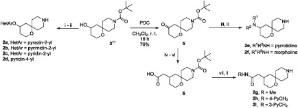 Scheme 1. Synthesis of spirocyclic building blocks 2a–i from common precursor 3.