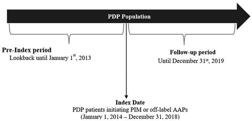 Figure 1. Study schema. Abbreviations. PDP, Parkinson's Disease Psychosis; AAPs, atypical antipsychotics.