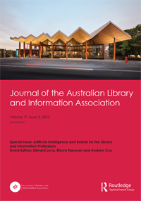 Cover image for Journal of the Australian Library and Information Association, Volume 71, Issue 3, 2022