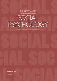 Cover image for The Journal of Social Psychology, Volume 160, Issue 3, 2020