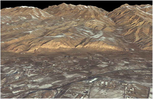 Figure 16. The Bamiyan valley and the rock cliff with the two empty Buddha niches