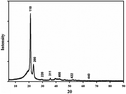 Figure 2. XRD patterns of PE/Fe3O4 nanocomposite.