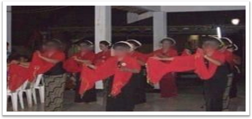 Figure 1. Gambyong performed by waranggana in opening langen tayub performance.