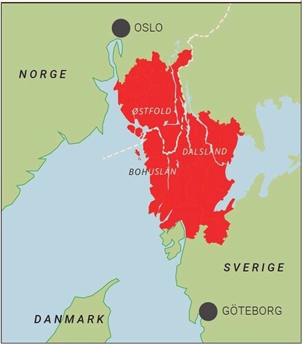 Map 1. Østfold – Fyrbodal. Source: www.grenseguiderna.se.