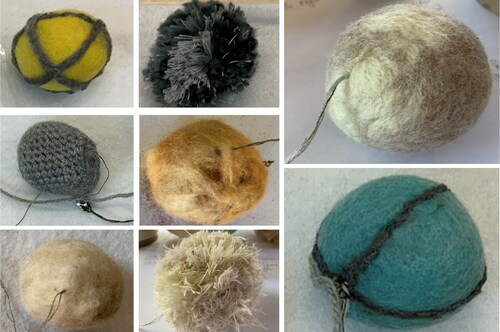 Figure 4 Baoding Ball variations on textile sensor construction.