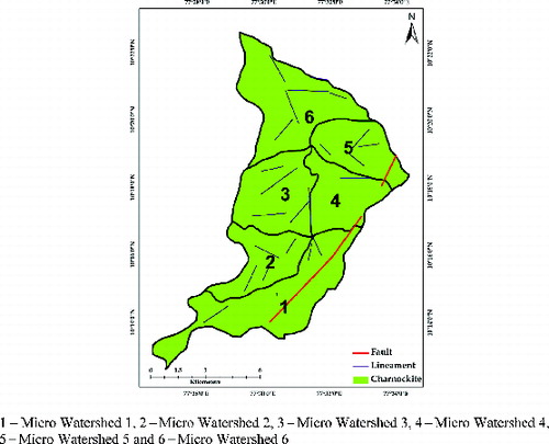 Figure 3. Geology and lineament map of Palar sub-watershed.