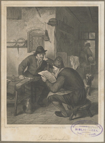 FIGURE 1 Adrian Schleich [after Adriaen van Ostade], Der Zeitungsleser (19th c. [1675]), Courtesy of RKD, The Hague.