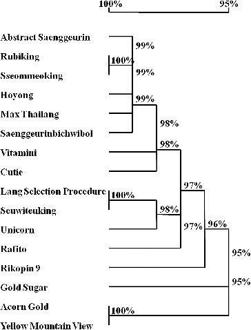 Figure 2. Phylogenetic tree constructed based on the 5S rRNA gene sequences of 16 tomato varieties.