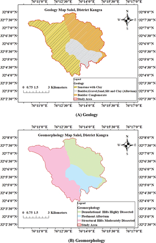 Figure 7. Thematic spatial maps of study area: (a) Geology; (b) geomorphology.