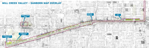 Figure 7. Damon Davis, local artist, musician, and filmmaker, is part of the winning team selected to design the Brickline Greenway. His contribution is a mile-long art piece designed to commemorate the 20,000 Black residents displaced from Mill Creek Valley for the building of Interstate 64. American for Arts Submittal.