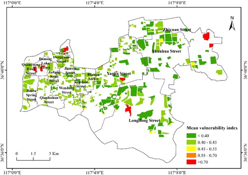 Figure 10. Mean vulnerability index values in Lixia District.