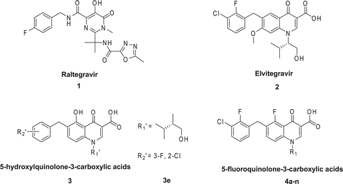 Figure 1.  Chemical structures of HIV-1 IN inhibitors.