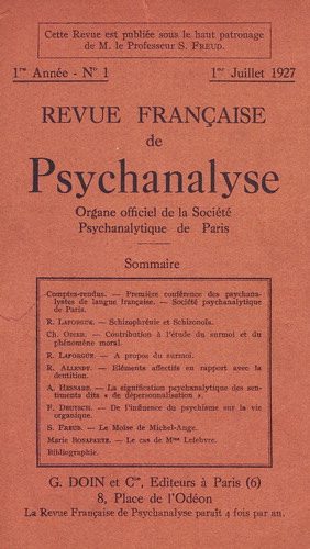 Figure 1. Cover and table of contents for the Rfp's first issue, with no distinction between articles according to whether the author is a doctor or not, or whether the subject is clinical or non-clinical.