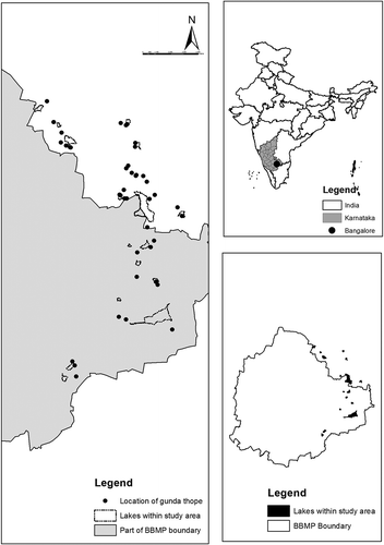 Figure 1. Location of thopes and adjacent lakes within the study area.