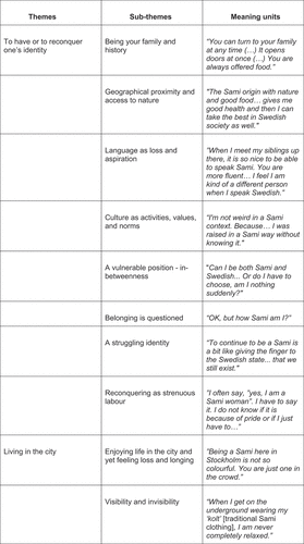 Figure 1. Themes, sub-themes, and examples of meaning units in thematic analysis.