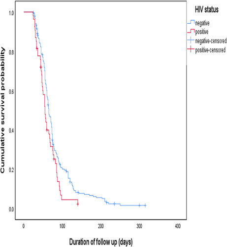 Figure 2 Time to initial sputum culture conversion comparisons by HIV status.