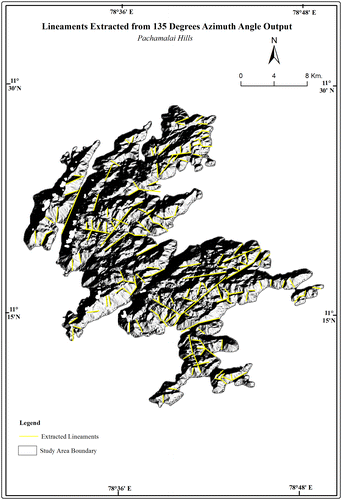 Figure 4c. Lineaments extracted by 135 degree azimuth angle.