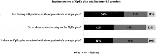 Figure 3. Overview of organizations regarding the implementation of the OpEx plan and Industry 4.0 practices.