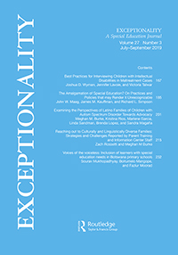 Cover image for Exceptionality, Volume 27, Issue 3, 2019