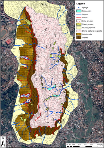 Figure 8. Geological-geomorphological map of Analamanga hill. Source: Author
