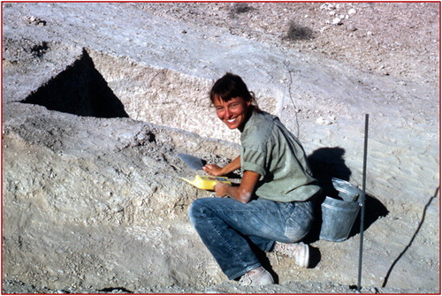 Figure 2. Margaret Lyneis at “The Big Dig,” the Tule Springs Archaeological Project (photograph courtesy of Claude Lyneis).