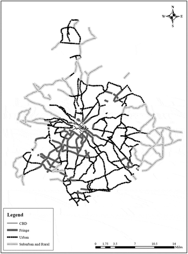 Figure 3. Distribution of the selected links by the area type.