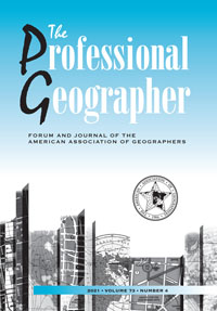 Cover image for The Professional Geographer, Volume 73, Issue 4, 2021