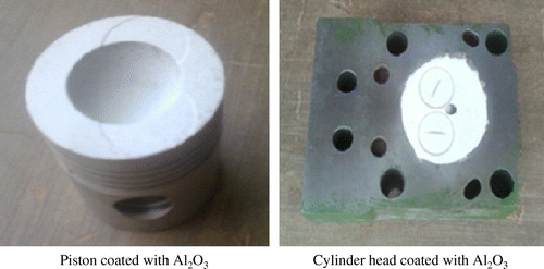Figure 3. Al2O3-coated piston and cylinder head.